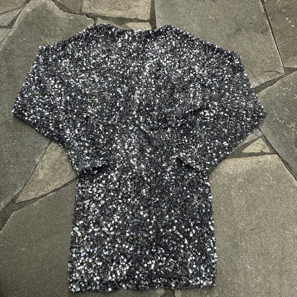 Forever 21 Sequin Bodycon Mini Dress Women’s Small Silver Sparkle Party Cocktail - Picture 6 of 11